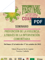 Programa Seminario PREVENCIÓN DE LA VIOLENCIA A TRAVÉS DE LA INTERVENCIÓN COMUNITARIA