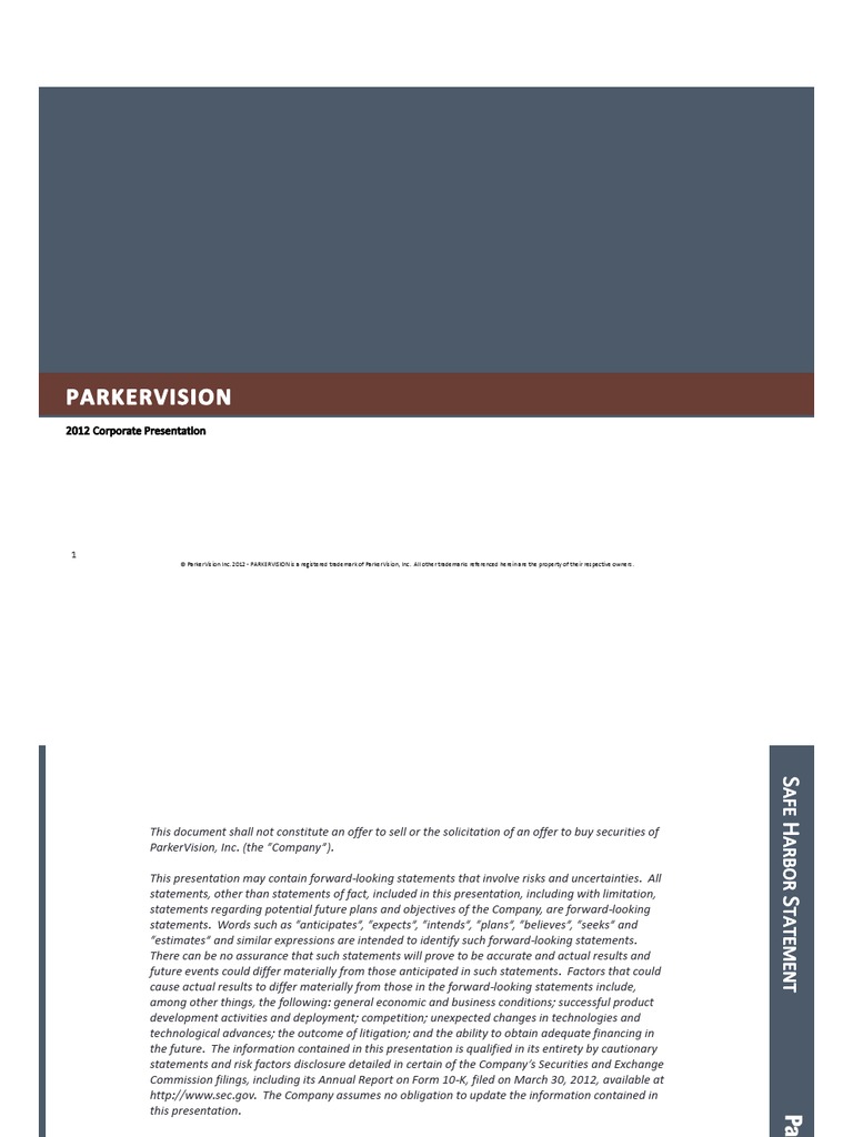 PRKR Corporate Presentation 2012-4-25 | PDF | Integrated Circuit ...