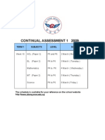 CA1 SA1 Schedule