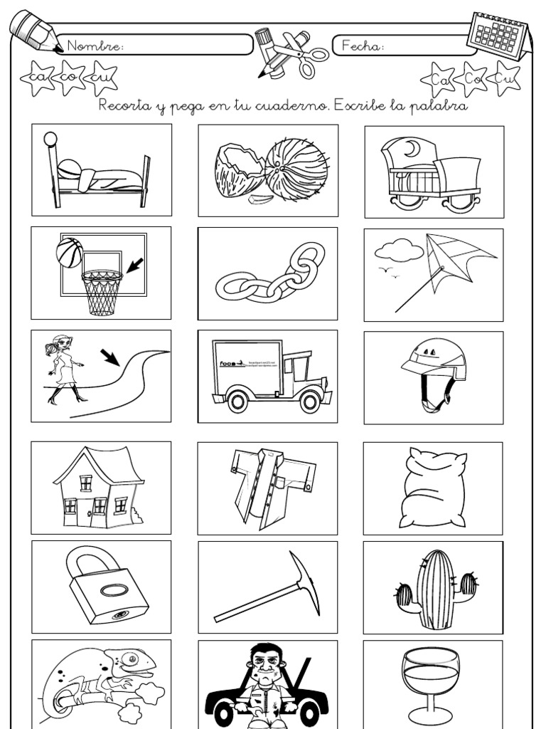 Instrucciones breves para recortar y pegar palabras en un cuaderno | PDF