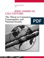 Offshoring American Call Centers: The Threat To Consumers, Communities and National Security