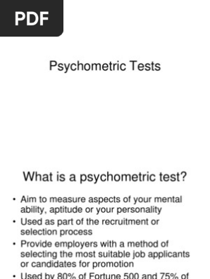 Psychometric Tests | PDF | Psychometrics | Test (Assessment)