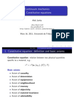 Constitutive Equations in Continuum Mechanics