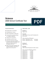 Science: 2009 School Certificate Test