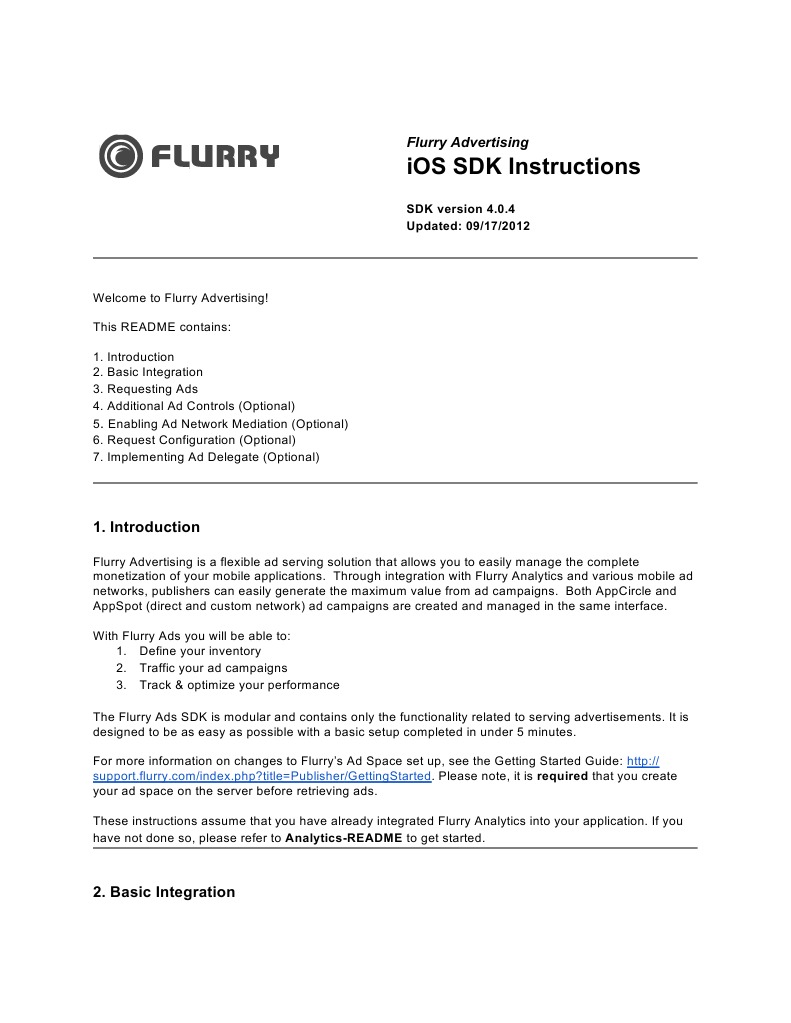 Flurry Ads SDK Integration Guide | PDF | Software Development Kit ...