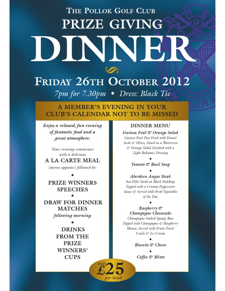 Pollok Golf Club Prize Giving Dinner | PDF