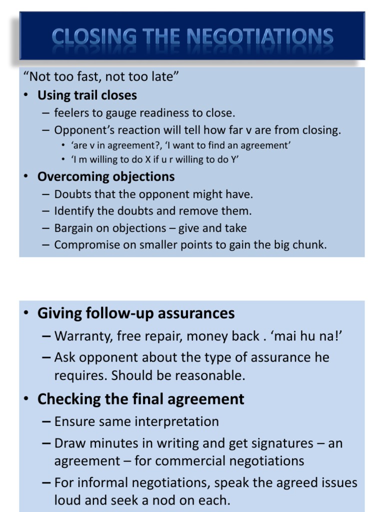Closing Negotiations | PDF | Law