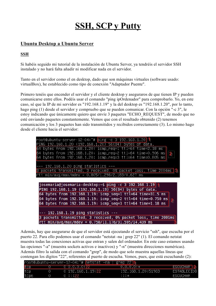 SSH, SCP y Putty | PDF | Servidor (Computación) | Archivo de computadora