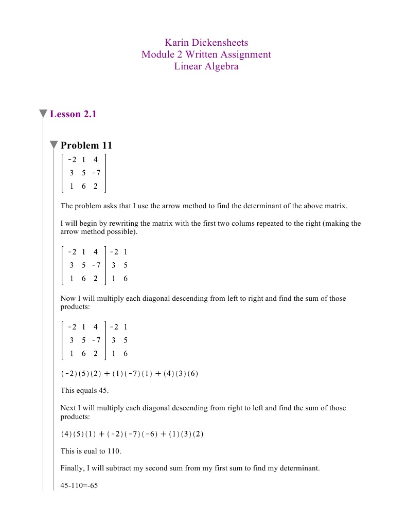 Determinant Calculations in Linear Algebra | PDF | Determinant | Matrix ...