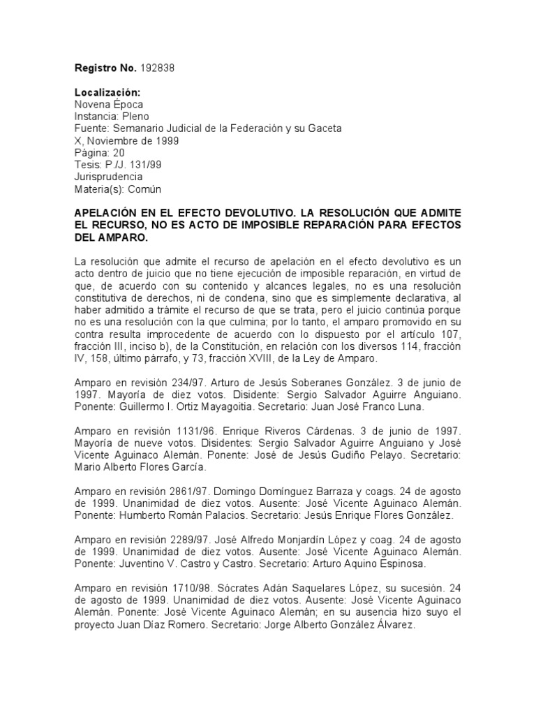 ( J) Registro No. 192838. APELACIÓN EN EL EFECTO 