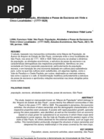 São Paulo, população, atividades e posse de escravos em vinte e cinco localidade -(1777-1829)