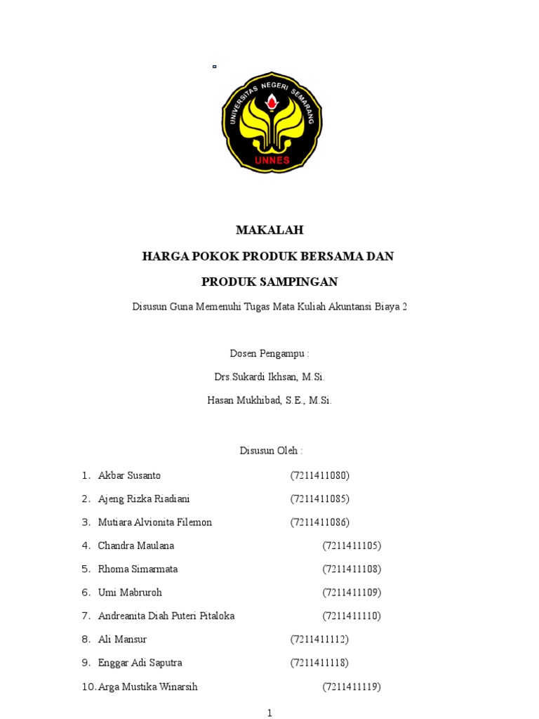 Makalah harga pokok produk bersama dan produk sampingan