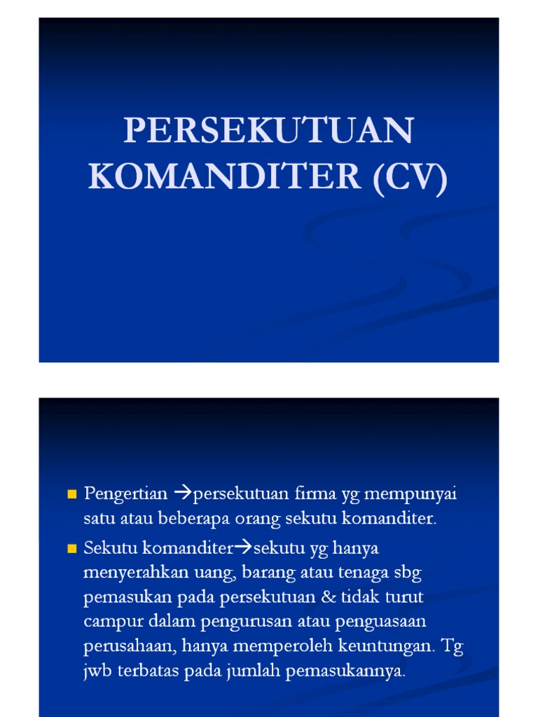 Persekutuan Komanditer (Cv)