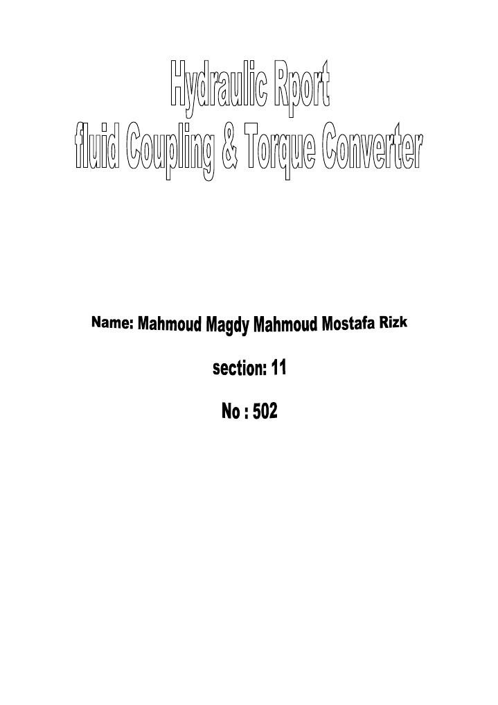 Fluid Coupling & Fluid Torque Converter PDF Torque Turbine