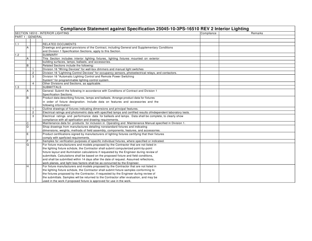 Compliance Statement Internal Lighting Pdf Fluorescent Lamp Lighting