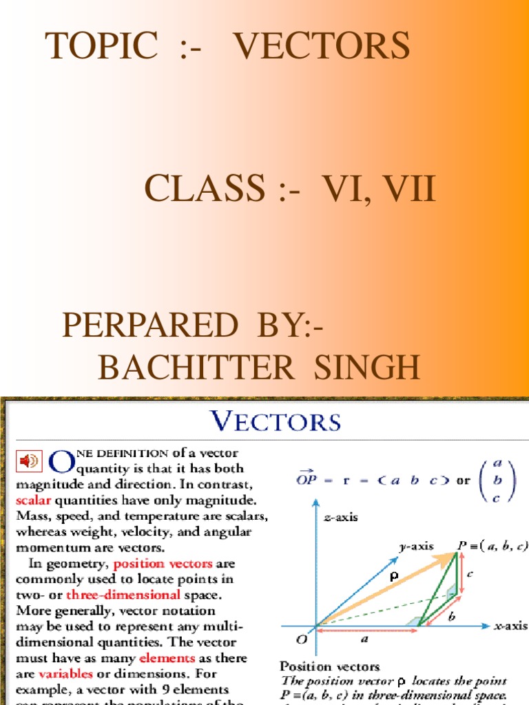 Understanding Vectors for Class VI-VII | PDF