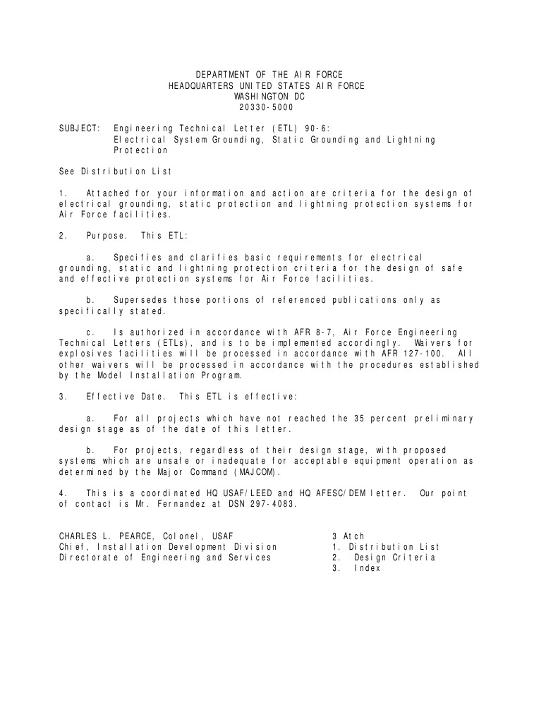 Air Force Electrical Grounding ETL | PDF | Electrical Wiring | Electric ...
