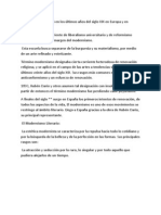 El Modernismo Surgió en Los Últimos Años Del Siglo XIX en Europa y en América