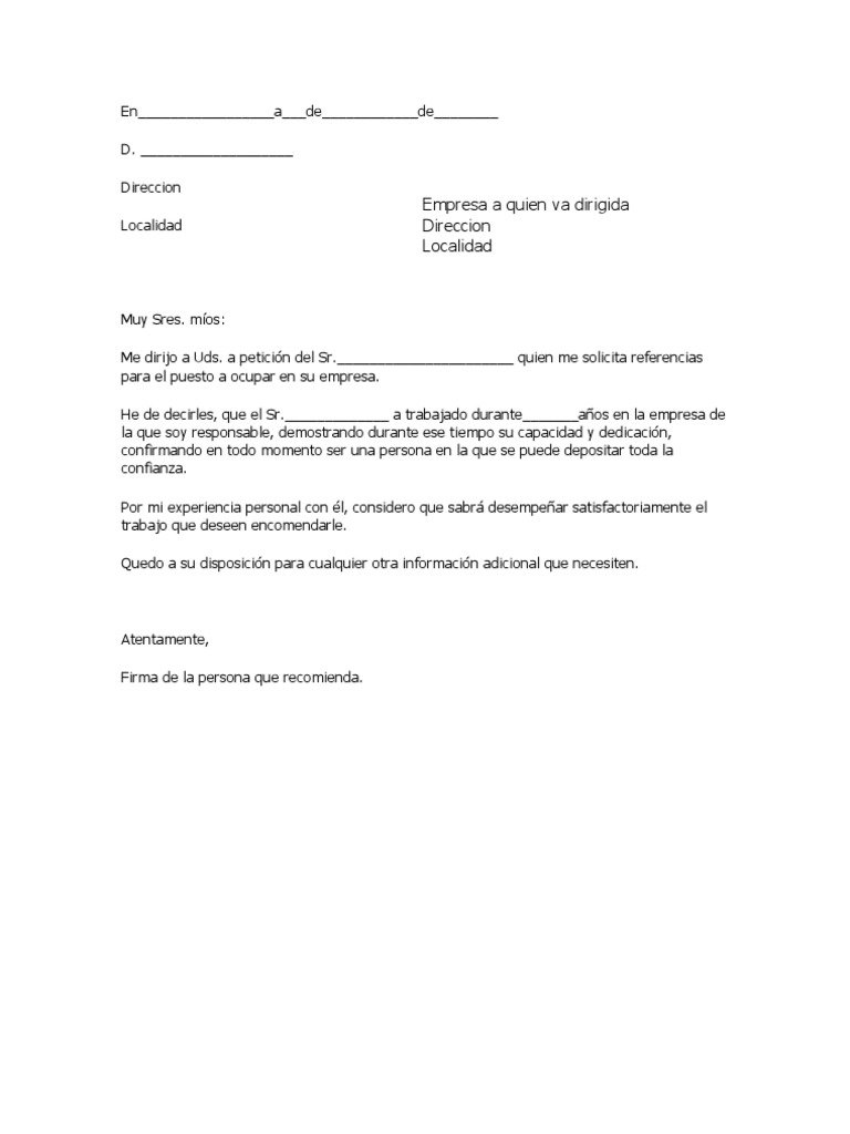 Machote de Carta de Recomendacion 1