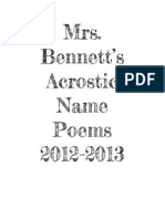 Mrs. Bennett's Acrostic Name Poems