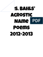 Mrs. Bahls' Acrostic Name Poems