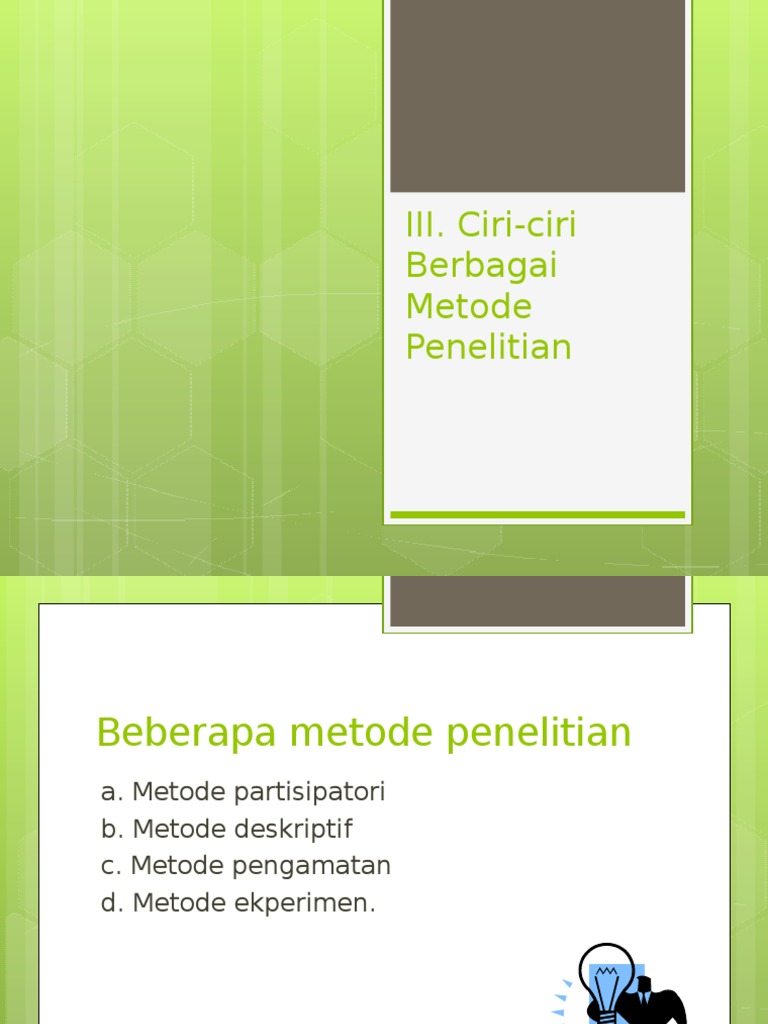 Ciri-Ciri Metode Penelitian | PDF
