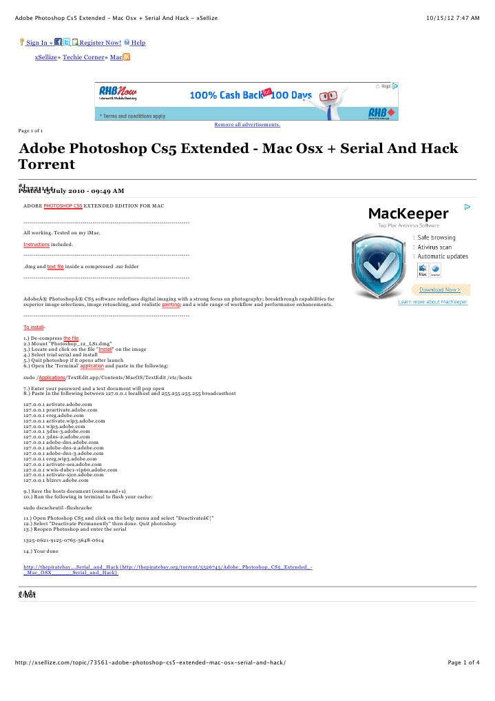 Adobe Photoshop Cs5 Extended - Mac Osx + Serial And Hack.