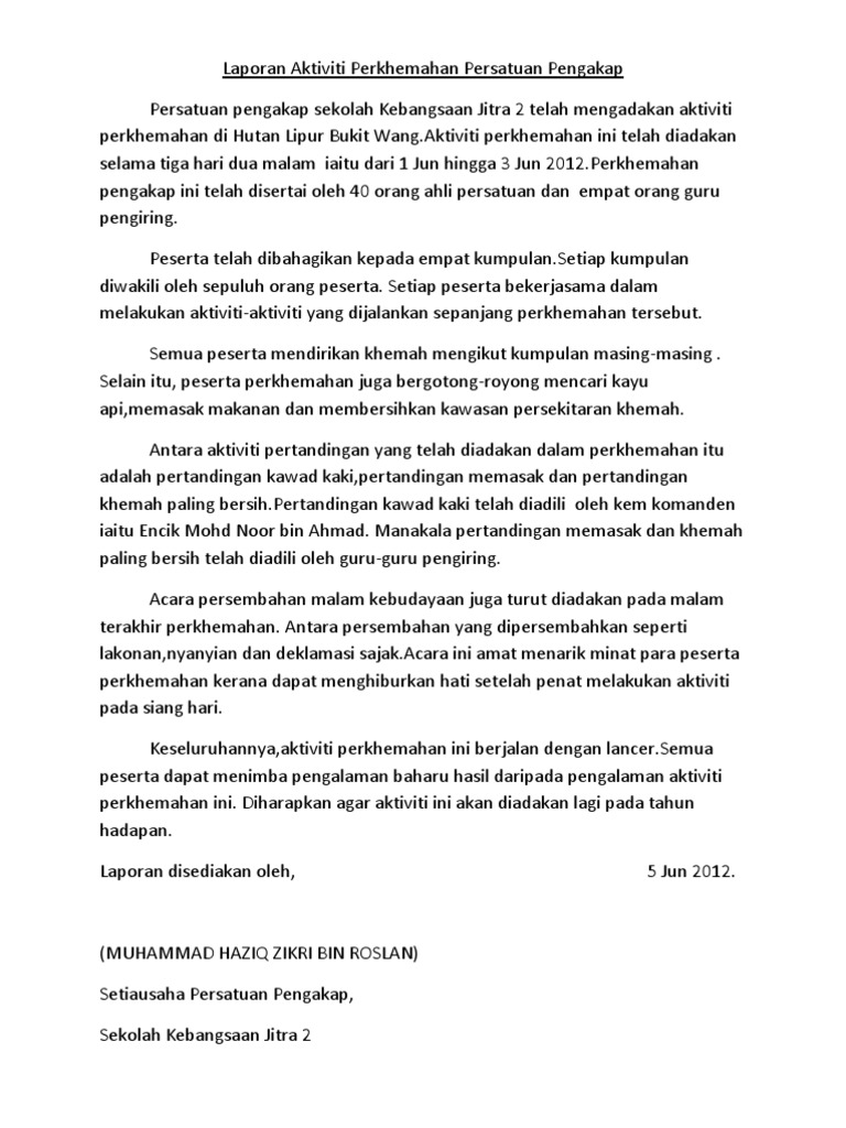 Contoh Karangan Surat Rasmi Lawatan Sambil Belajar Upsr 