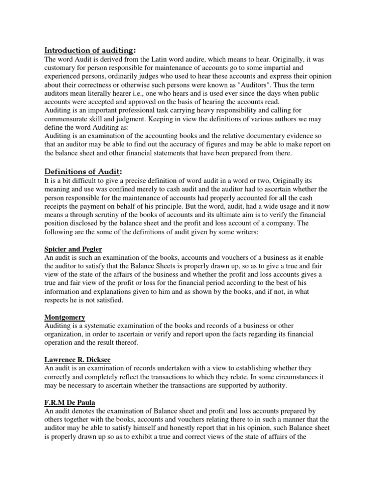 Understanding Auditing: Definitions & Scope | PDF | Audit | Loans