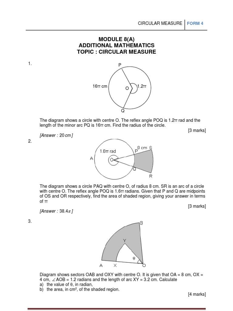 Module 8A Circular Measure Circle Area