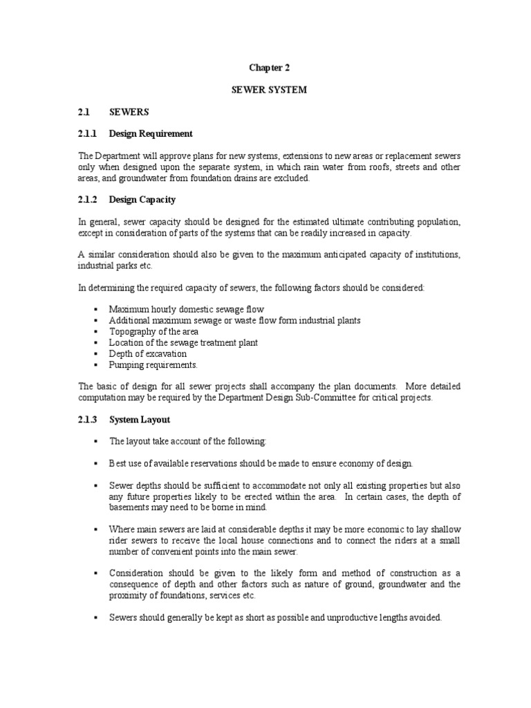 Sewer System Design Guidelines | PDF | Sanitary Sewer | Storm Drain