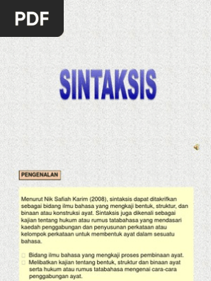 Linguistik Sintaksis Pdf