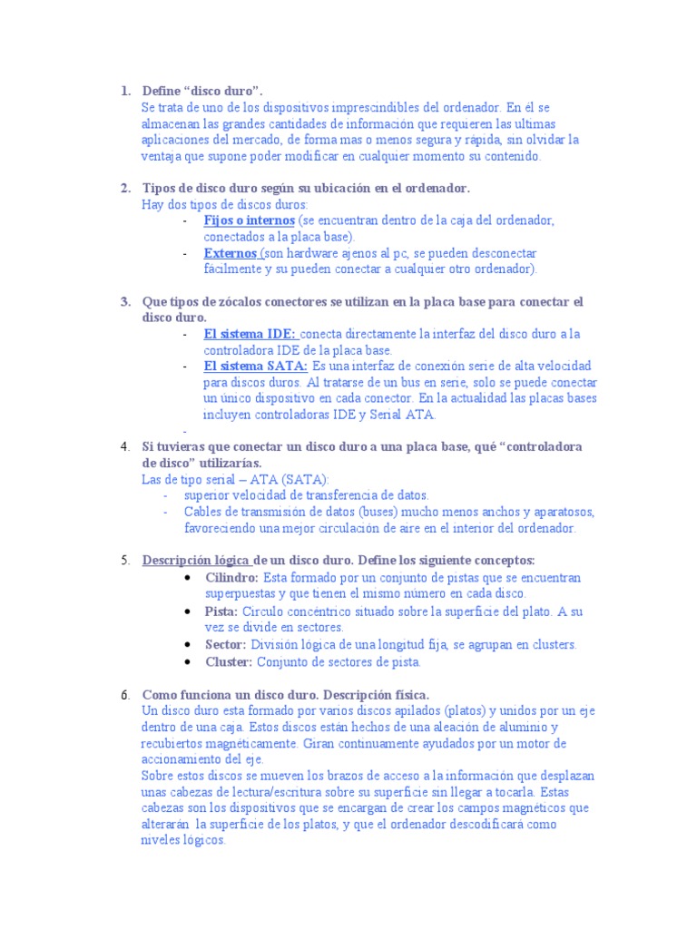 Ejercicios Disco Duro | PDF | Disco duro | Archivo de computadora