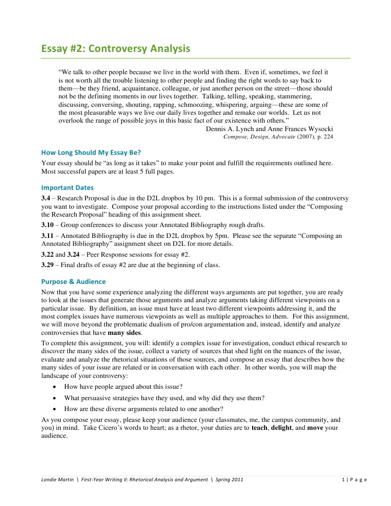 Controversy Analysis Essay Guidelines | PDF | Essays | Rhetoric