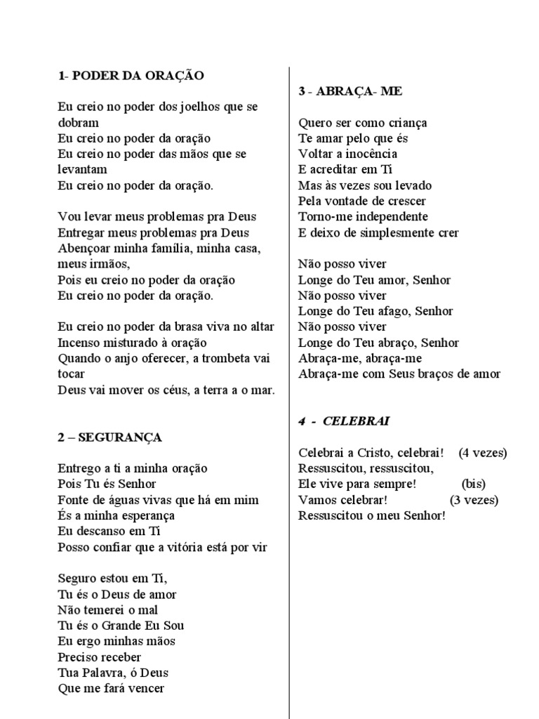 250 Cânticos e Corinhos Evangélicos Antigos e Novos | PDF | Nomes de ...