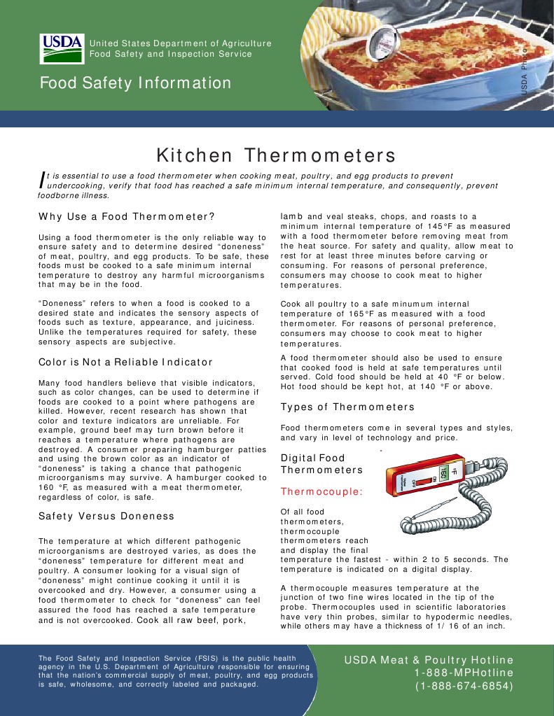 Kitchen Thermometers Food Safety Information PDF Thermometer Beef
