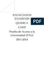 Enunciados Examenes Quimica Selectividad PAU UNED 2011-2013