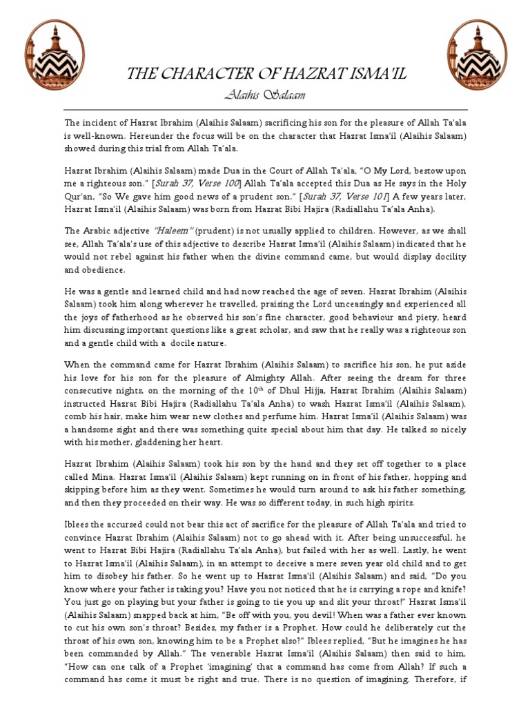 Hazrat Ibrahim and Isma'il's Sacrifice Story | PDF