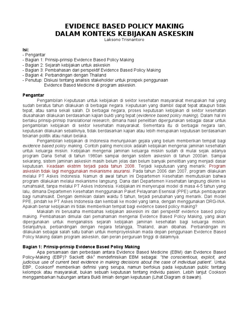 Evidence Based Policy Making | PDF