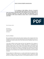 Assignment 1: Business English Communication: Rick Demuro Ford Company 08940 Shanghai China