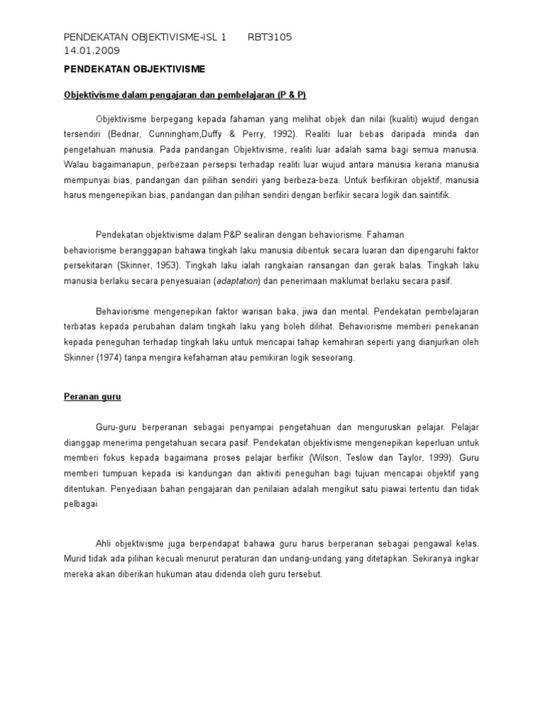 Pendekatan Objektivisme Pdf