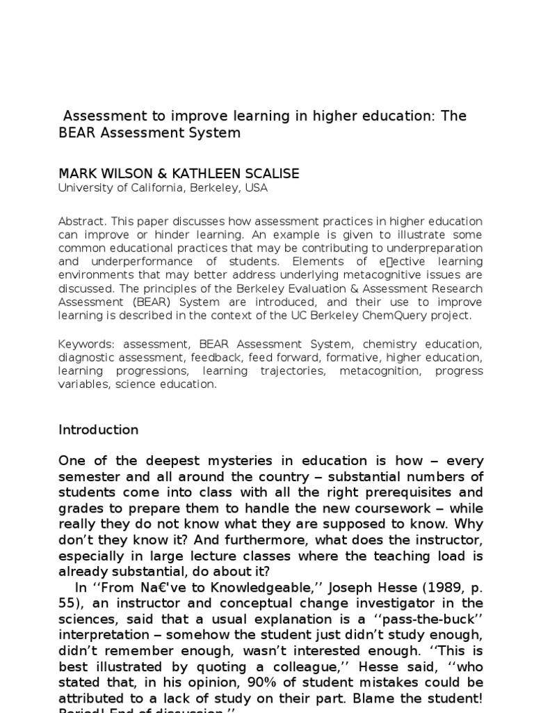 Assesment To Improve Learning in HE | PDF | Educational Assessment ...