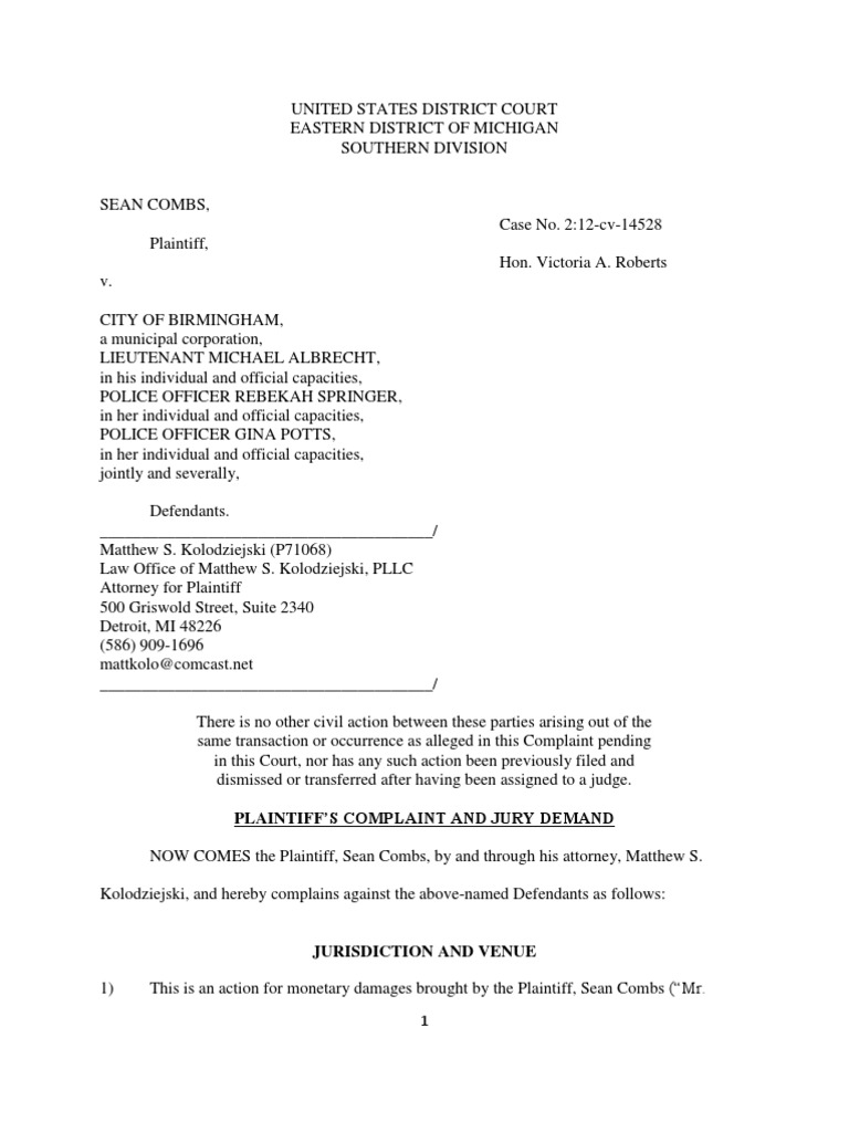 Plaintiff'S Complaint and Jury Demand | PDF | Damages | United States ...
