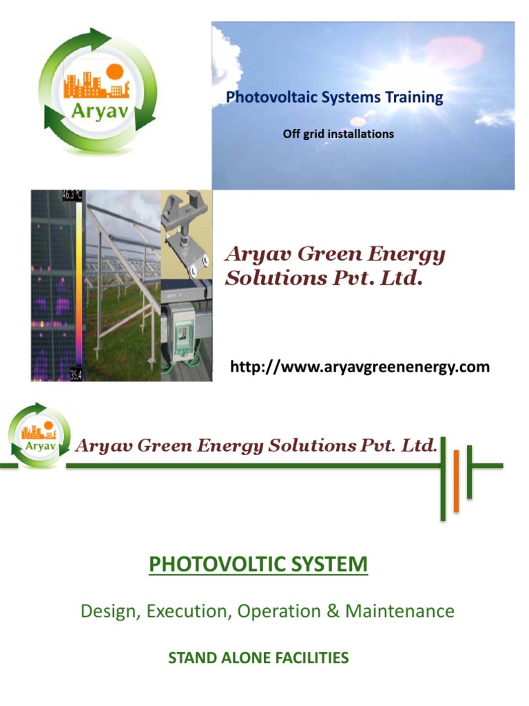 Aryav Green Energy Solutions Pvt. LTD. Photovoltaic Systems Training