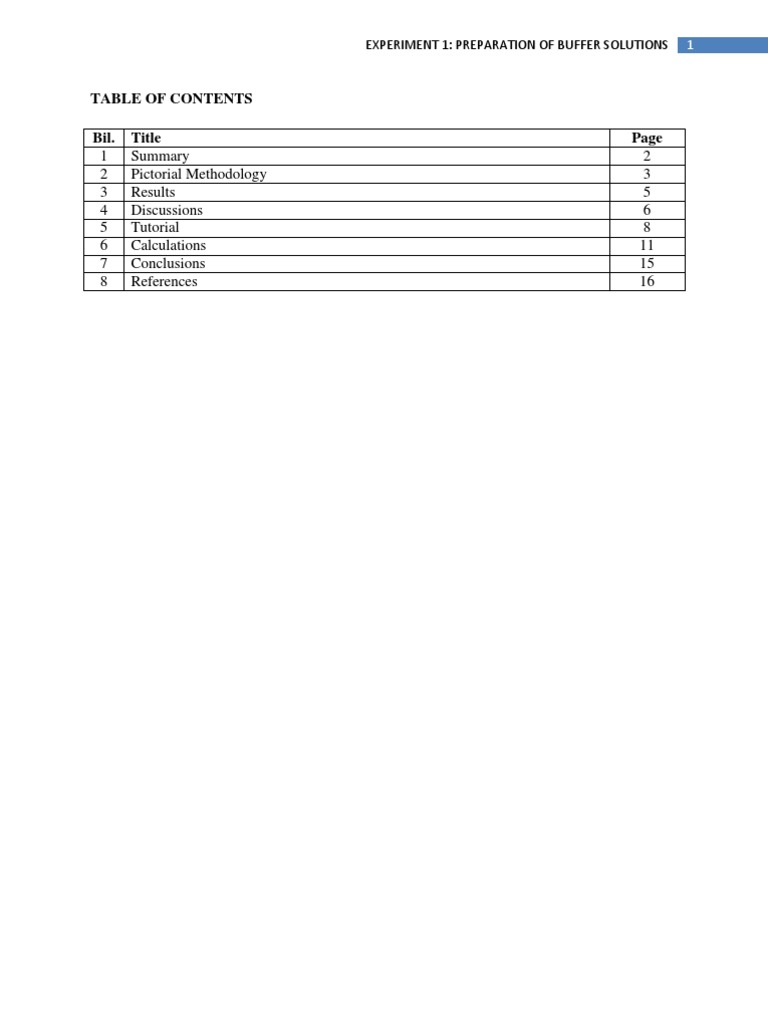 Experiment 1 Preparation of Buffer Solutions PDF Buffer Solution Ph