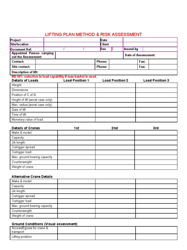 Crane Lifting Plan Method Statement and Risk Assessment | PDF | Crane ...