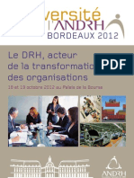 UNIVERSITE DE L'ANDRH 2012: Le DRH, Acteur de La Transformation Des Organisations