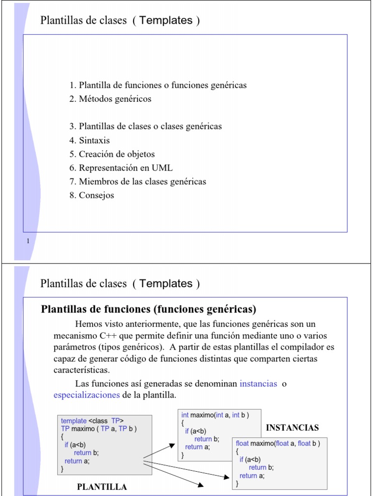 Plantillas II | PDF | C ++ | Programación orientada a objetos