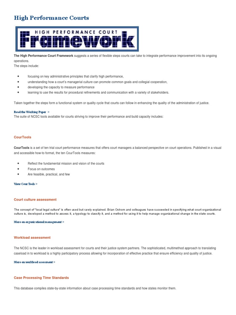 High Performance Court Framework Guide | PDF | Finance & Money Management