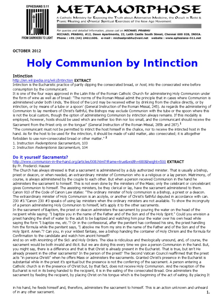 Communion by Intinction Explained | PDF | Eucharist | Catholic Church